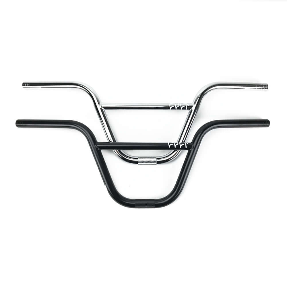 18" Crew Juvi Bars-18" AFTERMARKET BARS * Made from 100% heat treated butted chromoly * * Classic feel good geometry * 26.25" width, 12° backsweep, 2° upsweep 8" rise ** black & chrome **-5050 Bike & Skate