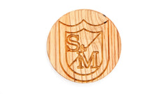 S&M ROUND WOOD COASTER WITH CLASSIC SHIELD LOGO   MADE IN USA (SINGLE)